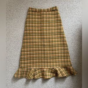 English Factory Yellow Plaid Wool Skirt - size XS